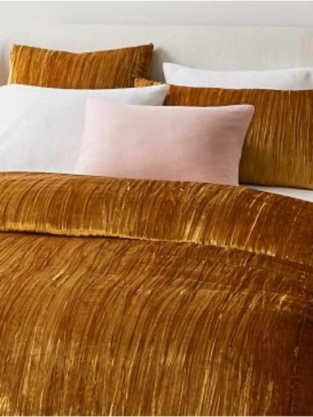 Plush Velvet Crushed Gold Duvet Cover - Gold